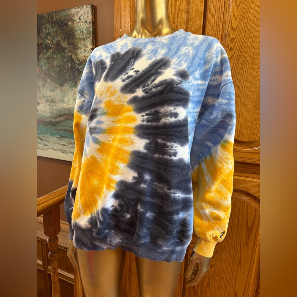 TNA Tie-Dye Crewneck Sweater - Blue, Yellow, Black